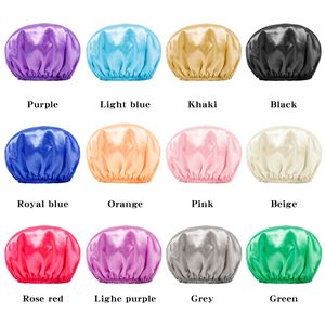 Nuevo Gorro de Ducha Elástico y Reutilizable para Mujer, de Satén, Doble Capa, Impermeable, con Aceite, Regalo Promocional, Cómodo - Product Image 4