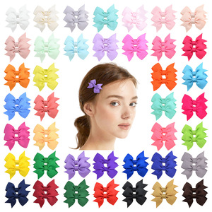 Presilha de Cabelo Infantil com Laço Pontiagudo de Fita Gorgorão de 5,5cm, Acessório Lateral para Franja em Cores Sólidas para Meninas - Atacado - Product Image 1