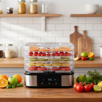 5-Tray Elektrische Mini Voedseldehydrator met RVS Basis - 35-75°C Verstelbare Temperatuur - 48 uur Timer - BPA-Vrij - Digitale Besturing - Voor Fruit