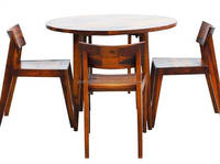 Ensemble de table à manger ronde en bois de qualité supérieure avec chaise meubles indiens faits à la main ensemble de table à manger de restaurant meubles de maison abordables
