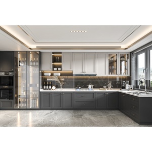 Gabinetes de Cocina Personalizados para Interiores, Diseño Simple en Forma de L con Encimera de Cuarzo <span class=keywords><strong>Integral</strong></span>, Gabinetes de Cocina Clásicos para Villa - Product Image 2