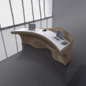 Escritorio de recepción de trabajo de madera de alta calidad profesional Q217, diseño de rebanada en forma de I para oficina, salón moderno, gimnasio dental, hoteles, escuelas - Product Image 5