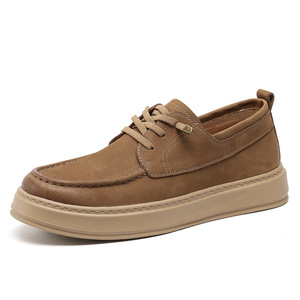 Chaussures bateau à plateforme en cuir véritable de haute qualité, à lacets, unisexes, de créateur, décontractées, pour la marche, avec logo personnalisé pour le streetwear - Product Image 5