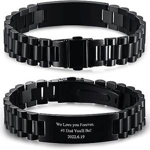 Braccialetto <span class=keywords><strong>con</strong></span> cinturino maschile in acciaio inossidabile 316l costoso di alta qualità all'ingrosso regalo <span class=keywords><strong>con</strong></span> nome inciso personalizzato per uomo padre - Product Image 1