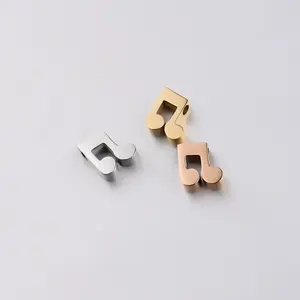 18K Plating 5*13mm Mirror Polished Musical Note 1.8mm Hole Beads Manual Loose Beads Stainless Steel DIY Supplies Jewelry
