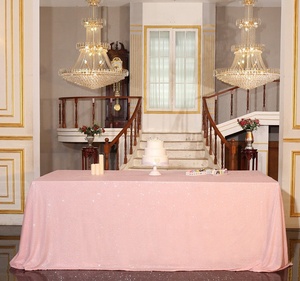 Sang Trọng Màu Hồng Hình Chữ Nhật Sequin Bảng Vải 132 "Sequin Lớp Phủ Hình Chữ Nhật Sequin Khăn Trải Bàn Đám Cưới - Product Image 1