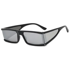 Superhot Eyewear 14745แว่นตากันแดดทรงสี่เหลี่ยมผืนผ้าสีเงินอันล้ำสมัย
