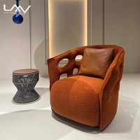 Fauteuil de salon de style designer, fauteuil de détente ajouré, chambre d'hôtel, cadre en FRP, tissu orange, fauteuil simple, meubles