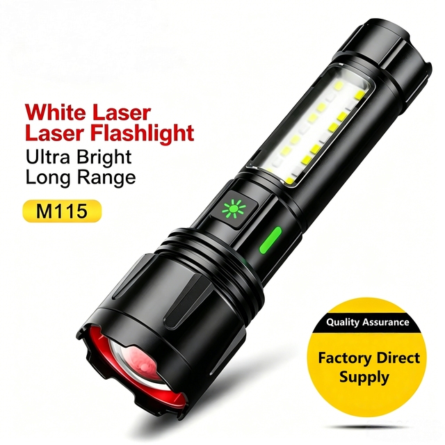 Ultra Bright Strong Light Flashlight, Multifunctional Side Light, Type C Charging, Telescopic Zoom, and Multiple Lighting Modes