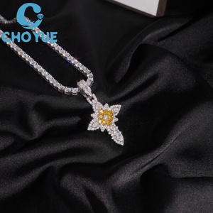Iced Out Fully Moissanite Cross <b>Pendant</b> <b>Solid</b> 925 Sterling Silver <b>Gold</b> Plated Fancy Cut Moissanite Charms Hip Hop Jewelry - Product Image 2