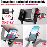 Support de téléphone portable pour vélo, compatible avec les caméras d'action et les éclairages, en alliage d'aluminium flexible EasyDo, pour vélo de livraison et trottinette électrique