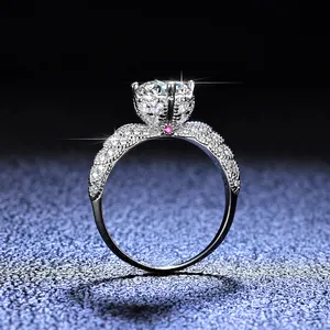 2024 anillo de mujer ajustable oro blanco delicado VVS1 anillos de moissanita anillo de compromiso de boda precios al por mayor