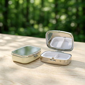 Wholesale Customizable Mini <b>Makeup</b> <b>Mirror</b> Pill <b>Box</b> Food Grade Metal Organizer <b>with</b> Portable Storage for Bag - Product Image 5