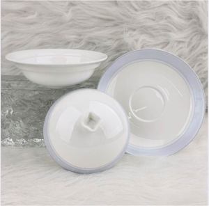 Vaisselle en porcelaine de style chinois léger, assiette plate en céramique, bol à riz et soucoupe à sauce pour usage en restaurant - Product Image 4