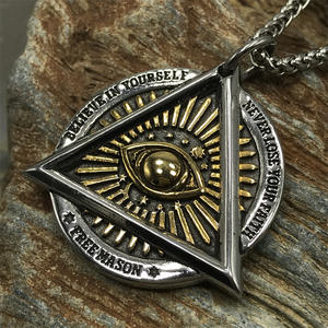 Joyería de acero y titanio de estilo Punk, masón masónico, símbolo místico antiguo, <span class=keywords><strong>Ojo</strong></span> de la justicia, triángulo, todos los ojos que se ven - Product Image 1