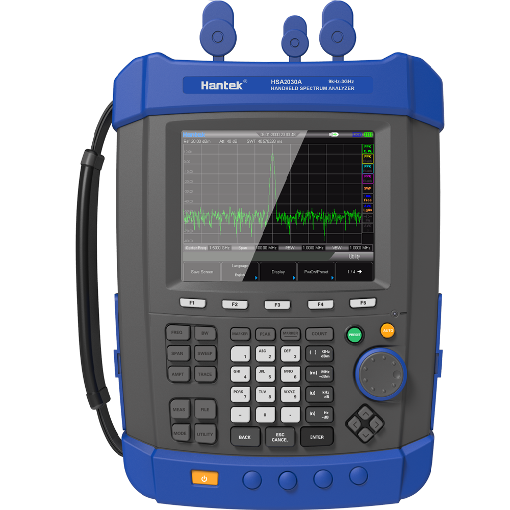 Hantek Penganalisa Spektrum Digital Genggam HSA2030A Meteran Kekuatan Medan Portabel 9KHZ 3.2GHZ AC Bergandengan Antarmuka USB HLX