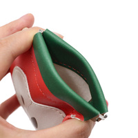 Schattig fruitpatroon PU lederen opvouwbare sieradendoosje met elastische sluiting, muntportemonnee, oorbellen- en ringen opbergzakje met sleutelhanger voor cadeau