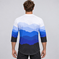 Maillot de VTT Alpine Graphic pour homme, manches 3/4 personnalisées, avec sublimation dégradée bleue pour équipes de cyclisme