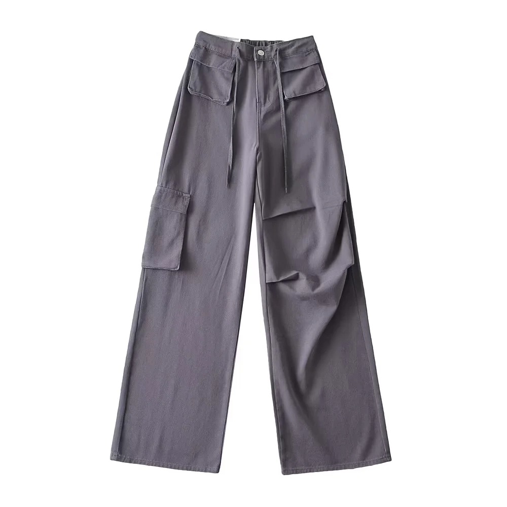 TARSE Pantaloni In Lino Donna – Gamba Larga Svasata, Con Coulisse E Volant, Tasche, Colore Naturale, Primavera/Estate - 2