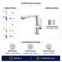 Robinet de lavabo monotrou en acier inoxydable 304 doré brossé, mitigeur de salle de bain moderne