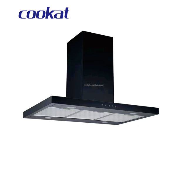 High Quality Electric Vented Range Hood Island Mounted Stainless Steel Hood 3-Speed Touch Button Control 15-17 M/min Air Rate