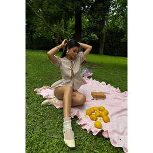 Completo due pezzi <span class=keywords><strong>Laura</strong></span> beige a quadri da <span class=keywords><strong>donna</strong></span>, top e pantaloncini in lana sopra il ginocchio, per inverno, estate e autunno - Product Image 2