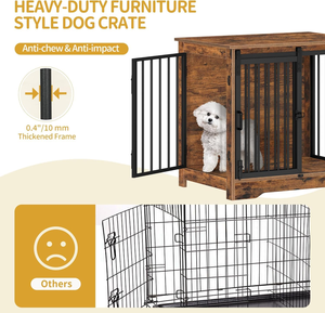 Wholesale Luxury Large Kennel on Wheel Black Pet Travel Carrier Cage Tall Heavy Dog <b>Crate</b> Cabinet - Product Image 3