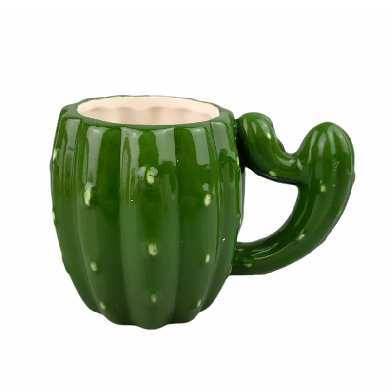 Office Lovely Household Milk Couple 3d Ceramic Funny Tea Milk Porcelain Coffee Tea Water Juice Handle Cute Cactus Green Mug