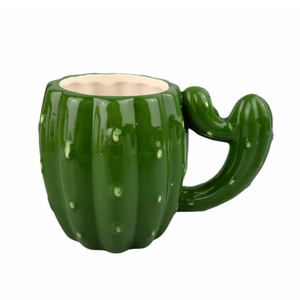 Taza de Cerámica con Diseño Divertido de <span class=keywords><strong>Cactus</strong></span> Verde, Capacidad de 301-400 ml, Calidad GRADO AB para Uso en Casa u Oficina - Product Image 1