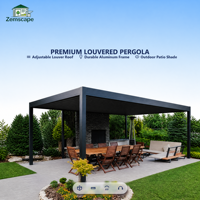 Pavillon de jardin de luxe en aluminium à toit rigide motorisé avec moustiquaire pour extérieur, jardin, patio, cour