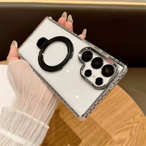 เคสโทรศัพท์ดีไซน์หรู พร้อมที่วางโทรศัพท์ ฝาหลังแม่เหล็กใส กันลื่น สำหรับ Samsung S25 Ultra S24 Ultra - Product Image 4