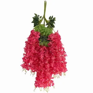 Glicinia artificial planta colgante F Ake flor amarilla flor decoración boda Rosa Flores colgantes artificiales