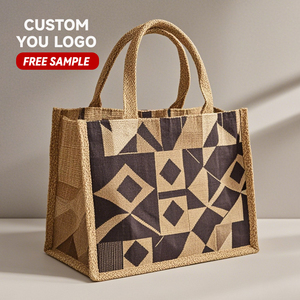 Sac à provisions <span class=keywords><strong>original</strong></span> naturel à bas prix avec logo personnalisé sac de jute pliable - Product Image 1