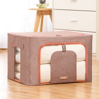 Boîte de rangement en tissu Oxford de grande capacité Paishilong DH001-2 avec cadre en acier, pliable, couverte, pour articles divers, 50x40x33cm