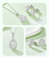 Ensemble de bijoux en diamant Moissanite 1Ct plaqué or blanc 925 ensemble de bijoux collier et boucles d'oreilles en forme de larme pour femmes en argent Sterling