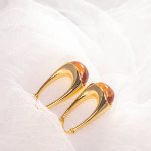 ต่างหูห่วงรูปตัวยูสไตล์โบฮีเมียนเรซิ่นชุบเงินแบบวินเทจขายส่ง พร้อมการรับประกัน 2 ปีสำหรับผู้หญิง - Product Image 5