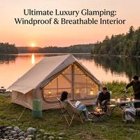 Tente de glamping gonflable automatique avec pompe électrique, abri gonflable de luxe imperméable pour le camping familial en plein air, 4-6 personnes