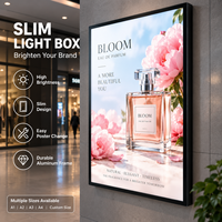 Kotak Lampu LED Dinding Komersial dengan Bingkai Poster Tarik, Display Iklan Tipis untuk Toko di Mal