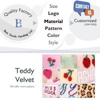 Sacs à Maquillage et Cosmétiques - Femme Doux Terry Poche, Broderie, Fluffue Teddy Peluche, Rose, Cerises, Logo Perso