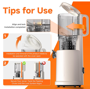 Exprimidor Lento Moderno de Boca Ancha con Cuchillas de Acero Inoxidable para Frutas y Verduras, Uso Doméstico y Hotelero, Bajo Consumo Eléctrico - Product Image 5