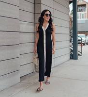 Robes d'été pour femmes, style décontracté, fendues, sans manches, sexy, col en V, ajustées, élégantes, tempérament, robes de vacances pour femmes