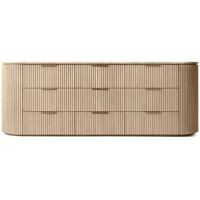 Commode Byron Emperador à 9 tiroirs en bois massif de chêne écologique avec plateau en marbre, design moderne, meuble de chambre durable