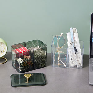 多功能耐用塑料宠物盒桌面棉签化妆储物带盖办公文具容器长方形 - Product Image 5