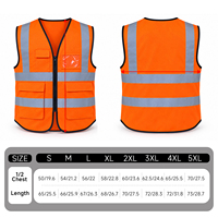 Gilet de sécurité haute visibilité en polyester avec logo OEM, fermeture éclair multi-poches, poche PVC pour carte d'identité, protection intégrée, vente en gros