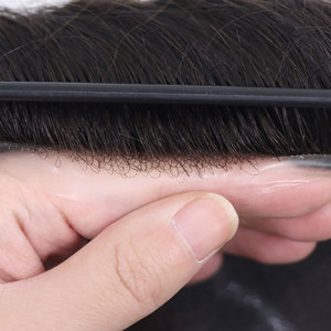 Asya kore erkek saç kılcal protez V döngü doğal 100% İnsan saçı peruk ince cilt peruk - Product Image 2