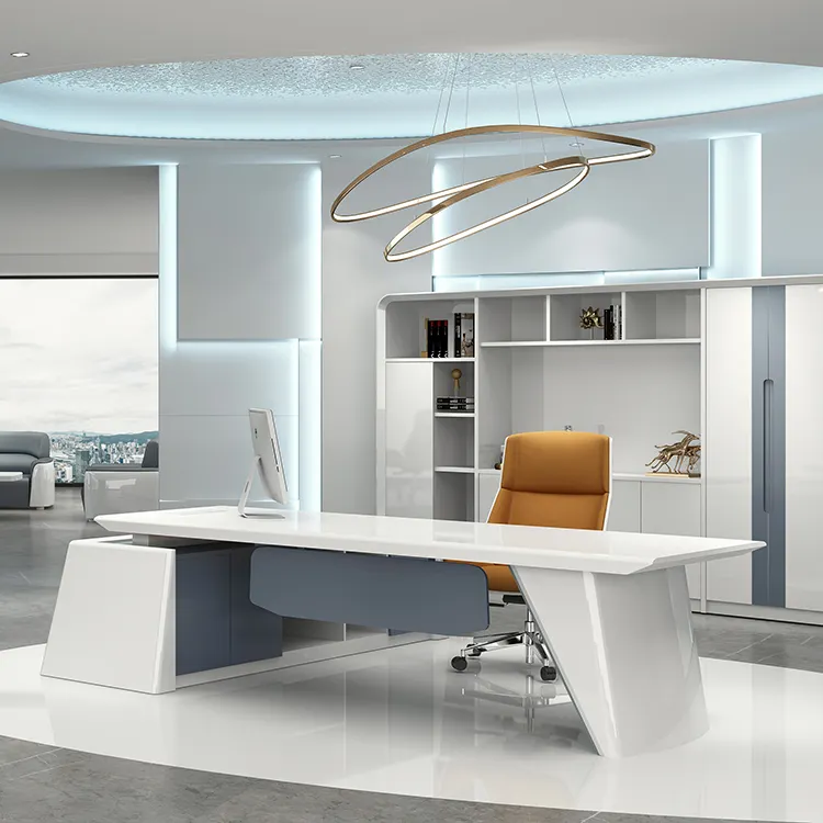 흰색 페인트 패션 사무실 테이블 긴 테이블 열린 공간 사무실 가구 간단한 현대 크리 에이 티브 테이블 가구