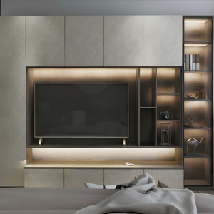 Meubles <span class=keywords><strong>TV</strong></span> personnalisés pour salon, style minimaliste, meuble <span class=keywords><strong>TV</strong></span> en aluminium, meuble mural d'arrière-plan - Product Image 5