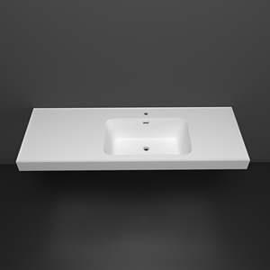 Lavabo de Baño de Piedra Artificial Blanca Moderna de Alta Gama - Lavabo Rectangular Elegante con Borde Delgado para Hoteles de Lujo - Product Image 3