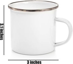 Personalized 12oz Durable Enamel Sublimation Coffee Mug Custom Logo Silver Rim Silk Screen Printing-Camping Promotional <b>Gifts</b> - Product Image 2