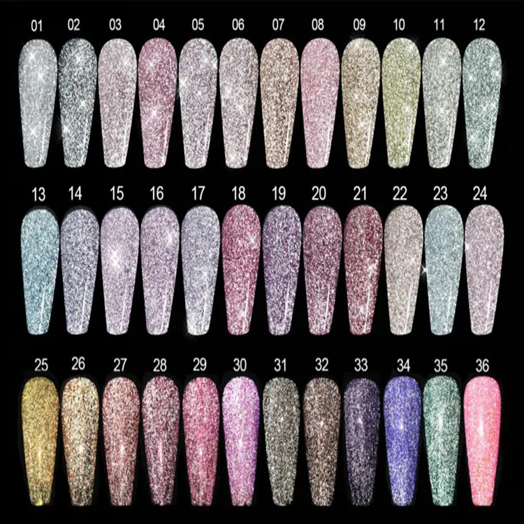 R S Unhas de 128 Cores Unhas de esmalte em Gel Fabricante Glitter Gel Reflexivo Polonês Brilho no Escuro Gel Disco Piscando